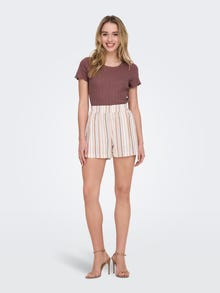 ONLY Tihedalt liibuv lõige Ümmargune kaelus Top -Rose Brown - 15256154