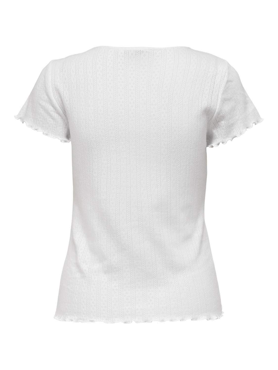 ONLY Tight Fit Round Neck Top -White - 15256154