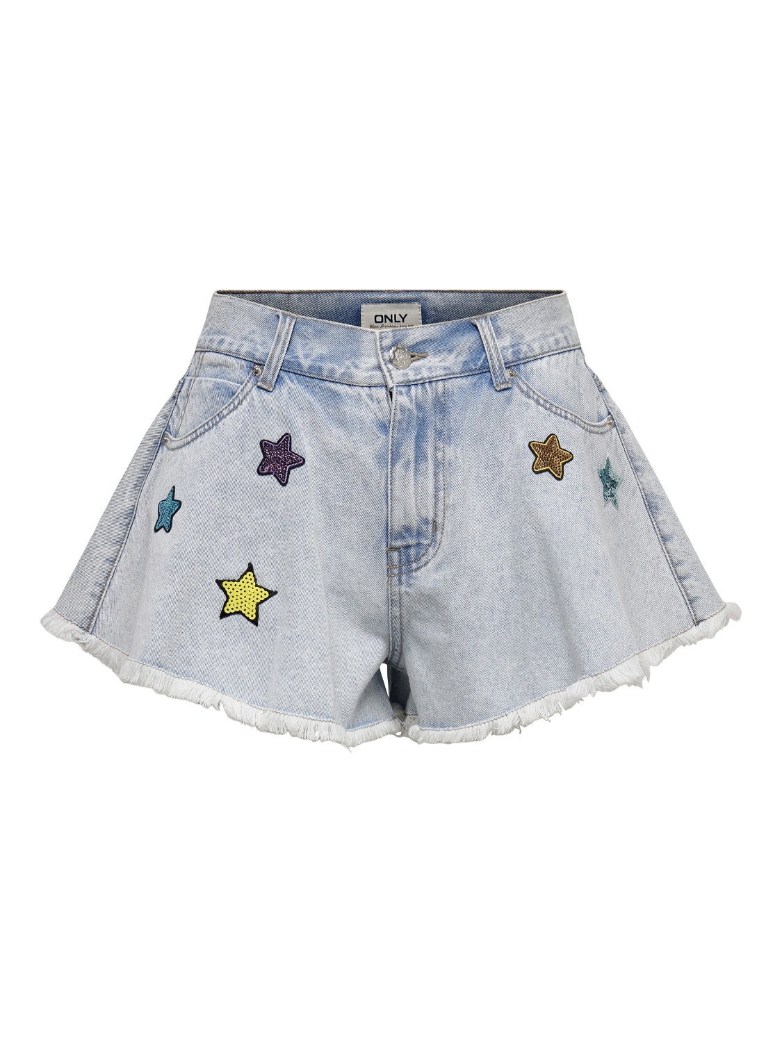 ONLY ONLChiara star detailed Denim shorts -Light Blue Denim - 15256174
