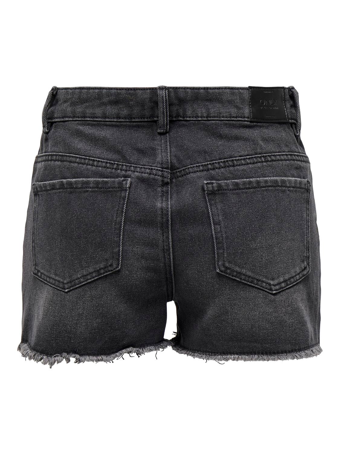 ONLY Regular Fit High waist Destroyed hems Shorts -Washed Black - 15256232