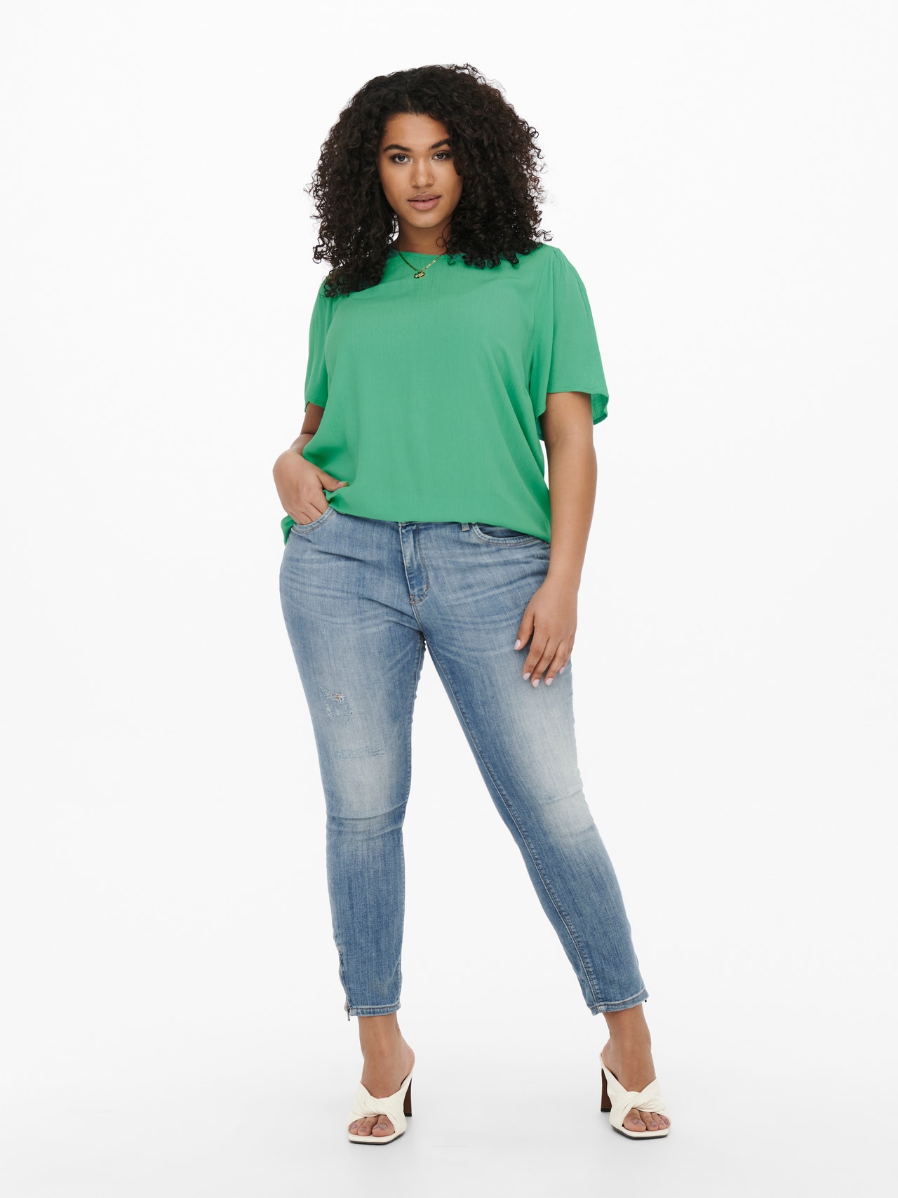 ONLY Curvy short sleeved Top -Marine Green - 15256424