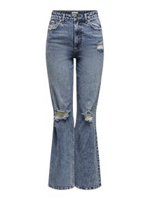 ONLY Gerade geschnitten Hohe Taille Offener Saum Jeans -Medium Blue Denim - 15256490