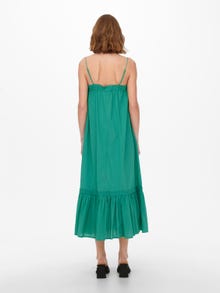 ONLY midi Flæsedetaljeret kjole -Marine Green - 15256546