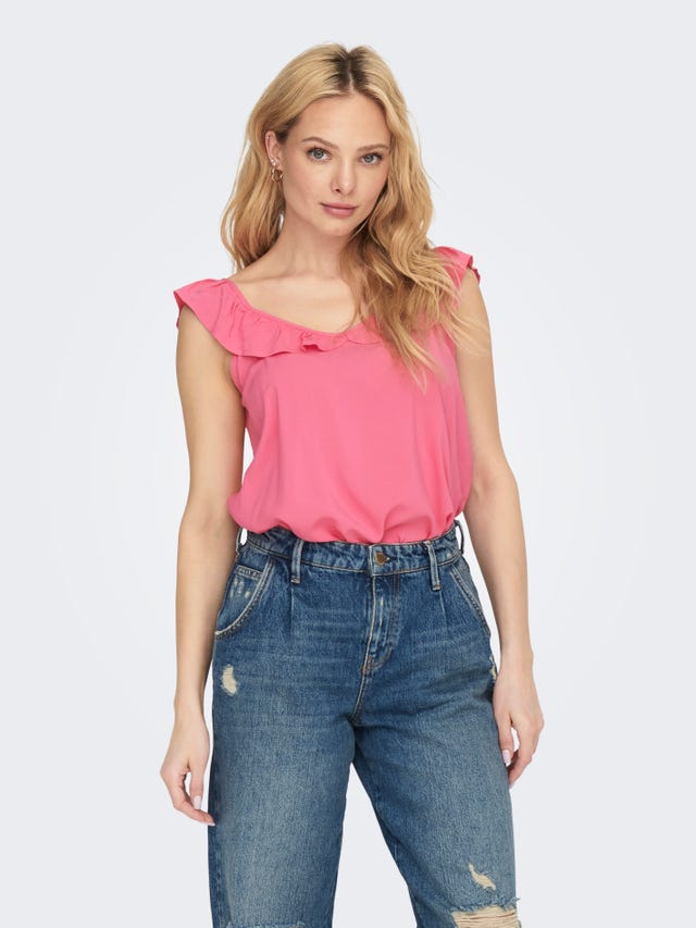 ONLY V-Neck Frill Top - 15256600