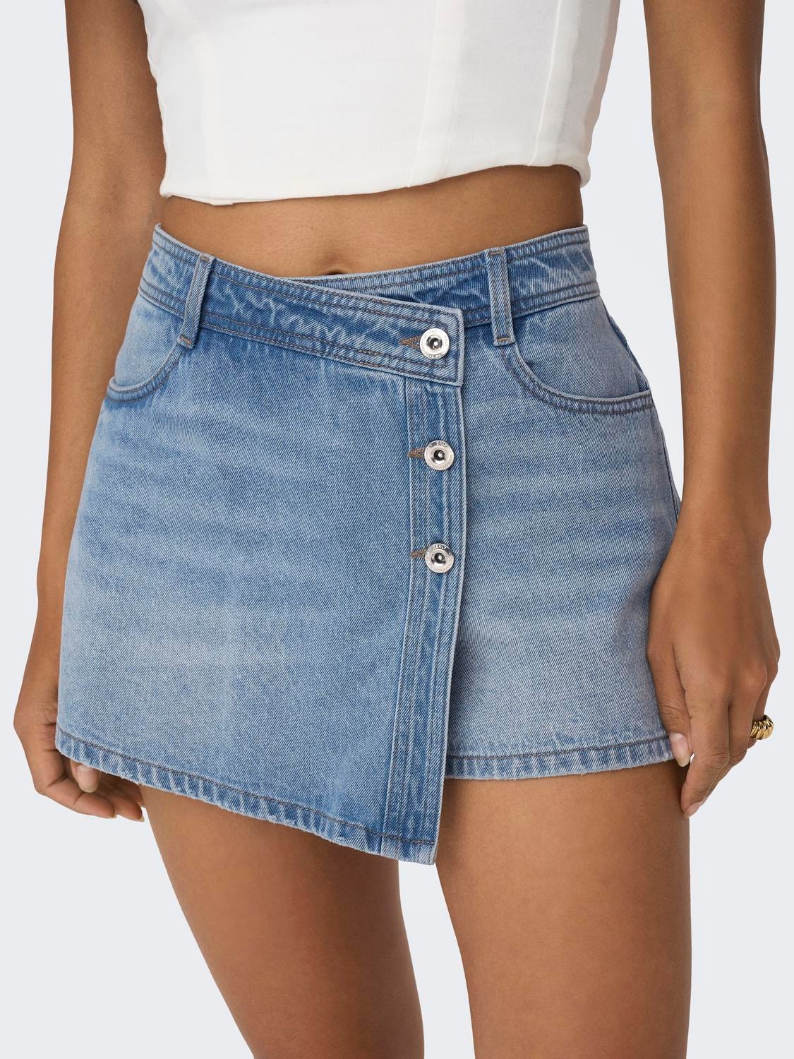ONLY Mid waist Mini skirt -Light Blue Denim - 15256608