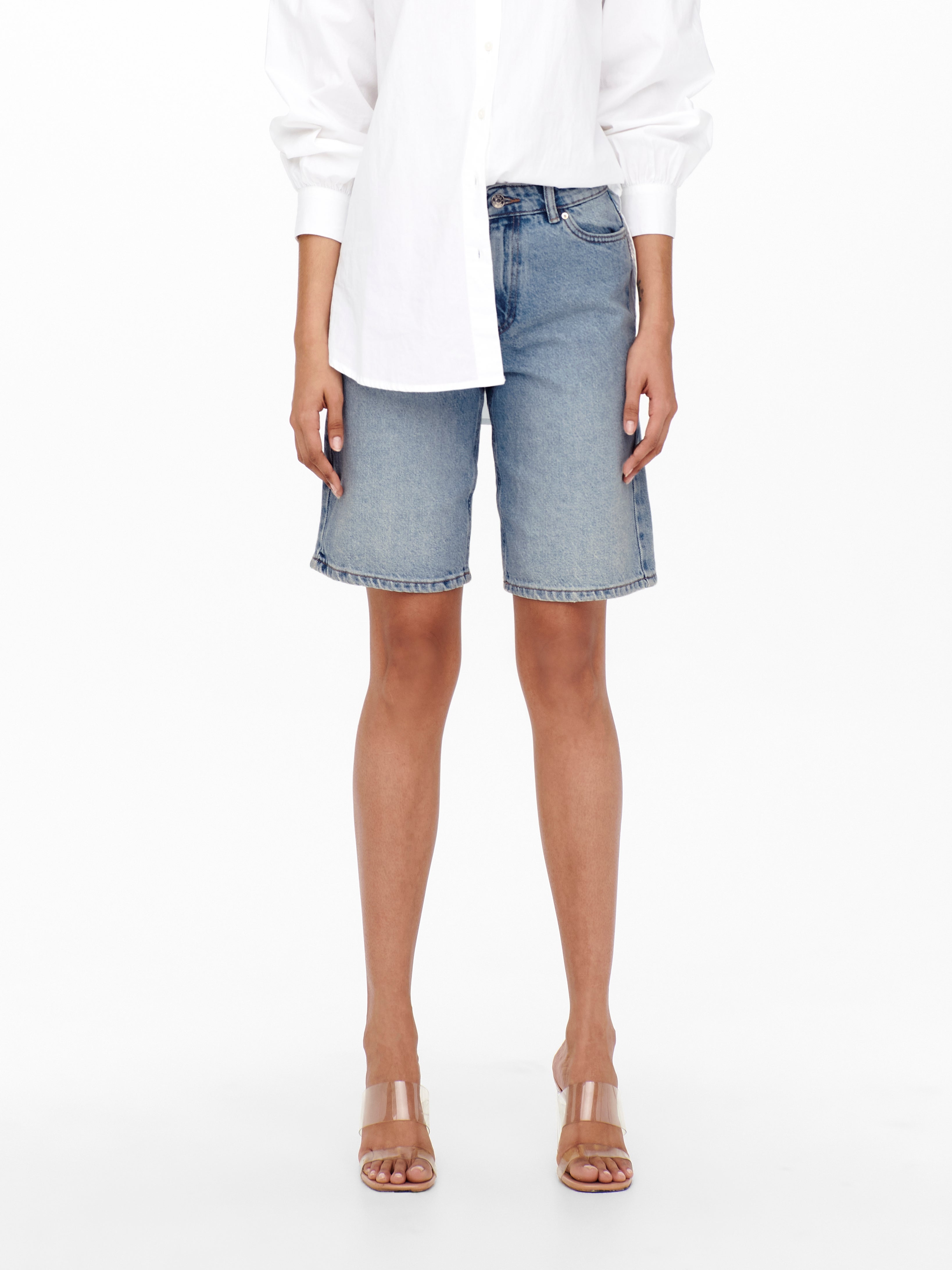 Thumbnail - Onlsonny Hohe Taille Normal Geschnitten Jeans-shorts