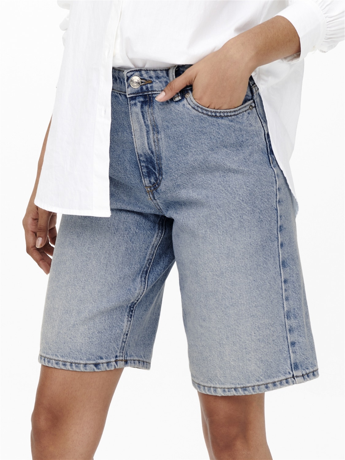 ONLY Shorts Regular Fit Taille haute -Light Blue Denim - 15256709