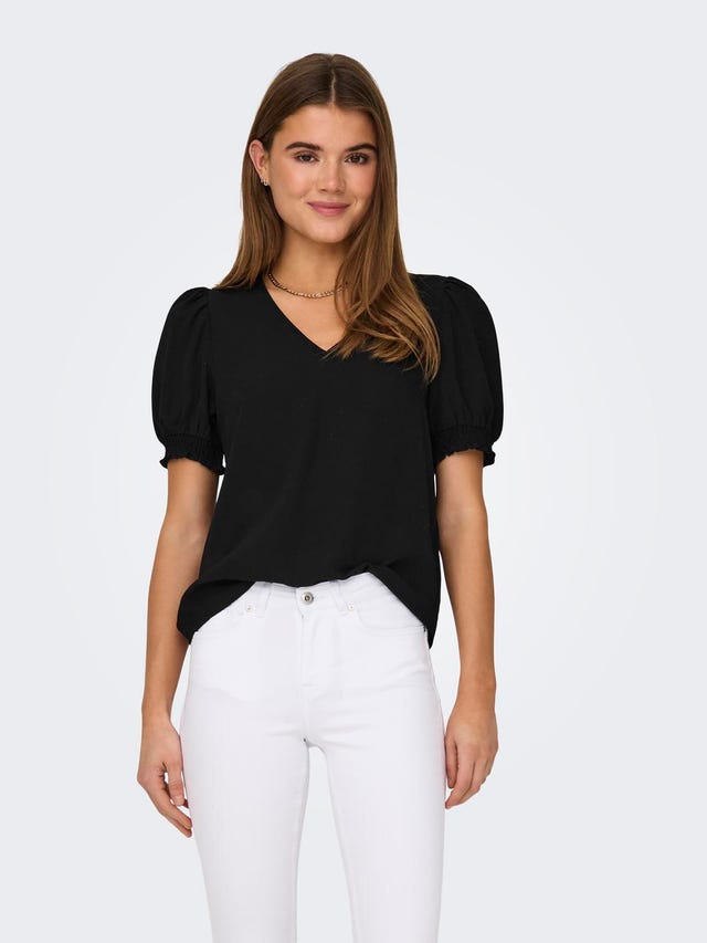 ONLY Regular Fit V-Neck Puff sleeves Top - 15256768