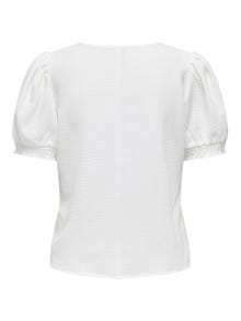 ONLY Regular Fit V-Neck Puff sleeves Top -Cloud Dancer - 15256768