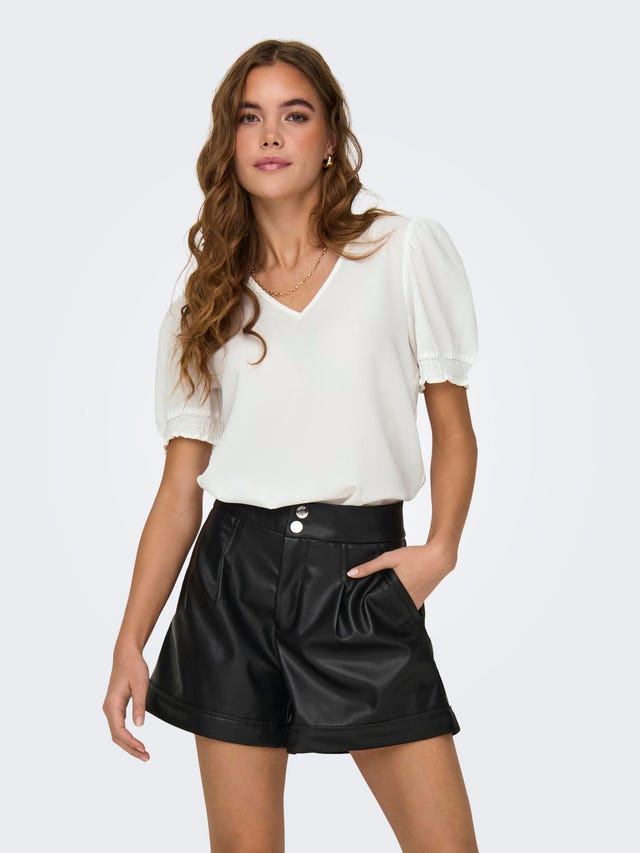 ONLY v-neck top with puff sleeves - 15256768