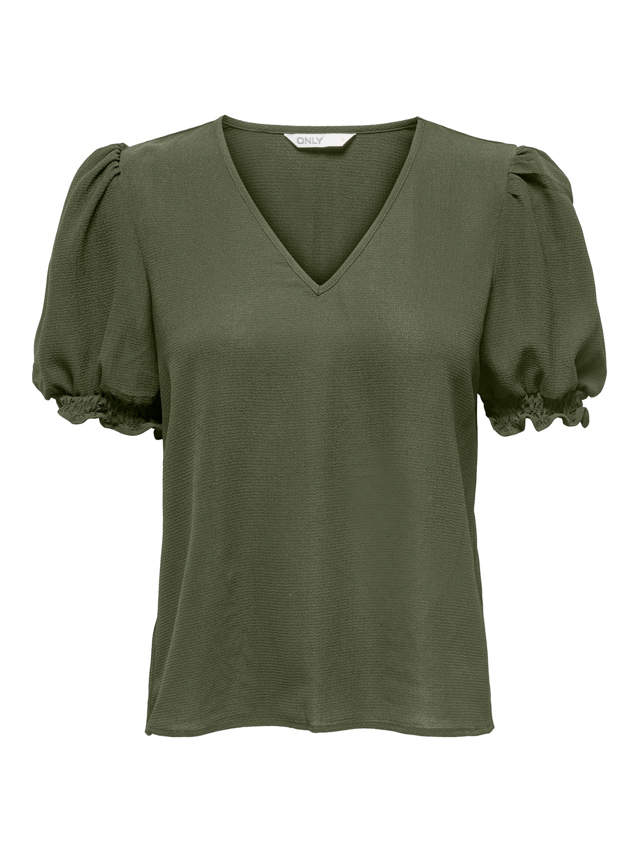 ONLY Regular Fit V-Neck Puff sleeves Top -Kalamata - 15256768