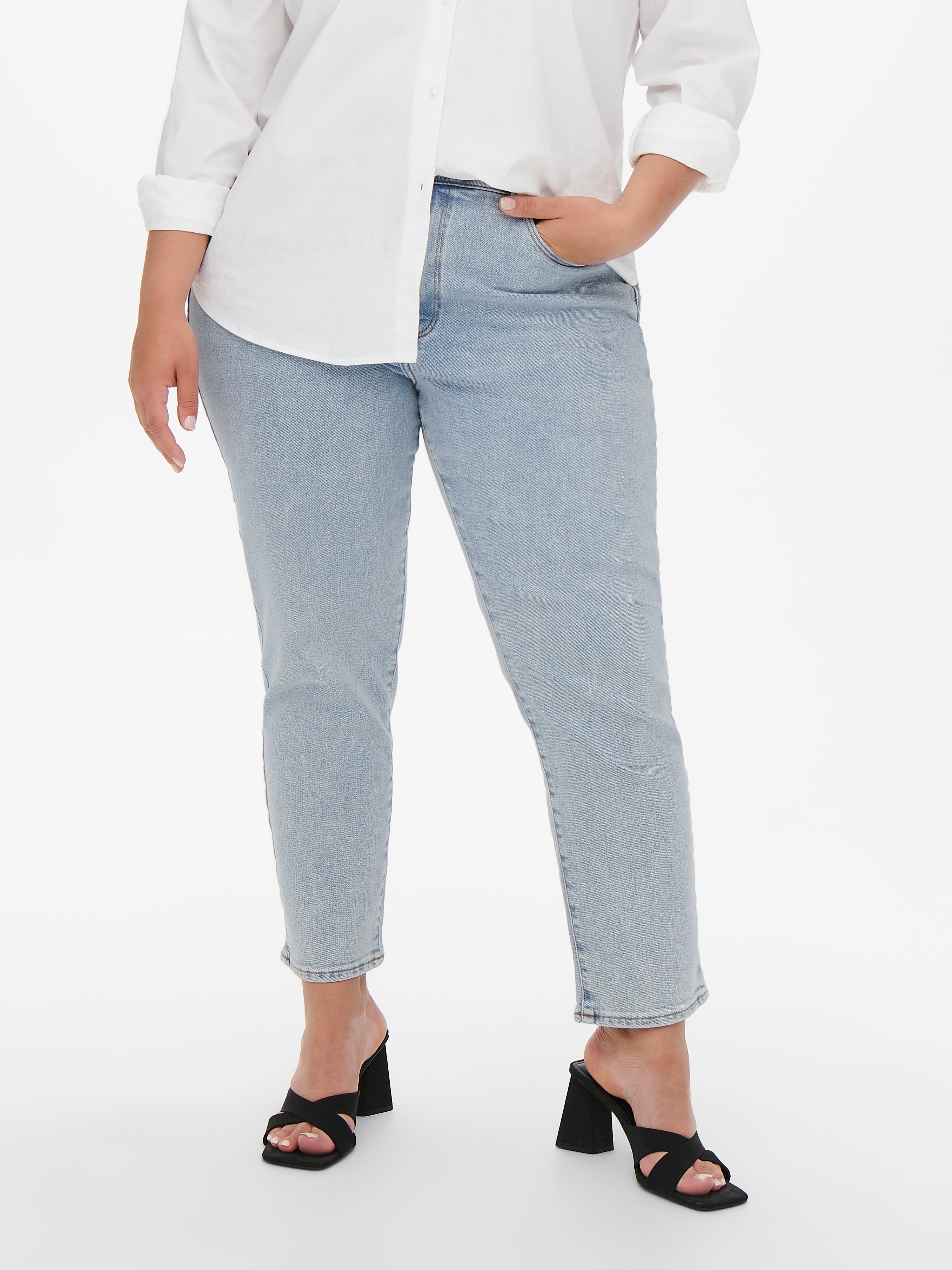 Carmily Hohe Taille Gerade Geschnitten Jeans