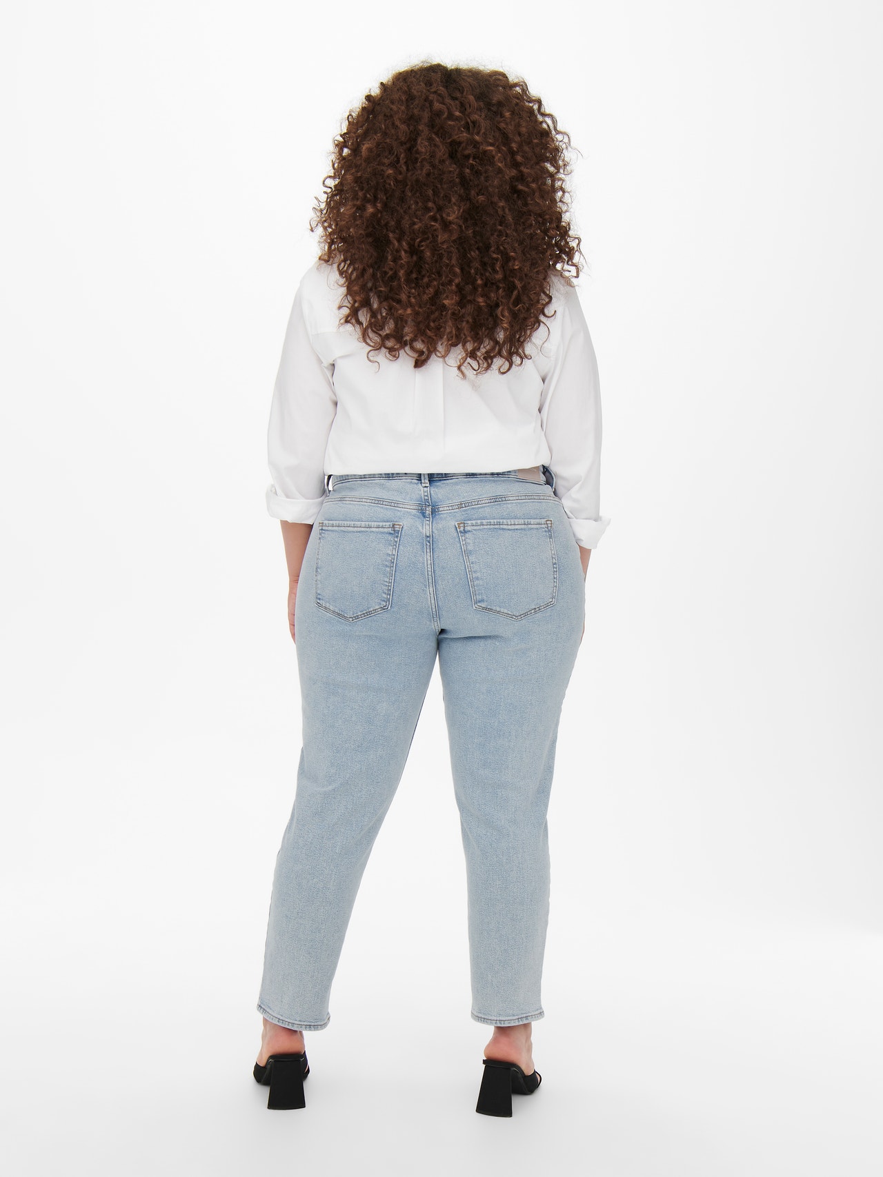 ONLY Gerade geschnitten Hohe Taille Curve Jeans -Light Blue Denim - 15256790