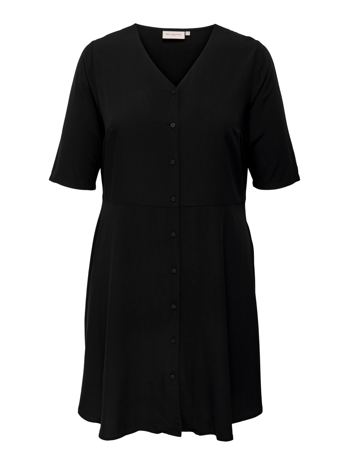 ONLY Curvy 3/4 sleeved V-neck Dress -Black - 15256798