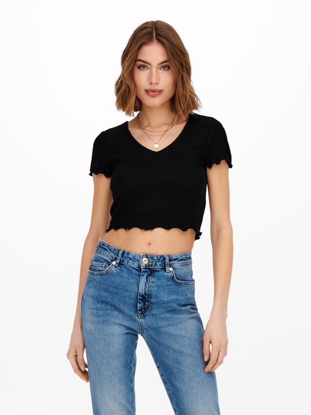 ONLY Cropped V-hals Top - 15256816