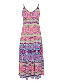 ONLY Regular Fit V-Neck Adjustable straps Long dress -Pink Cosmos - 15256834