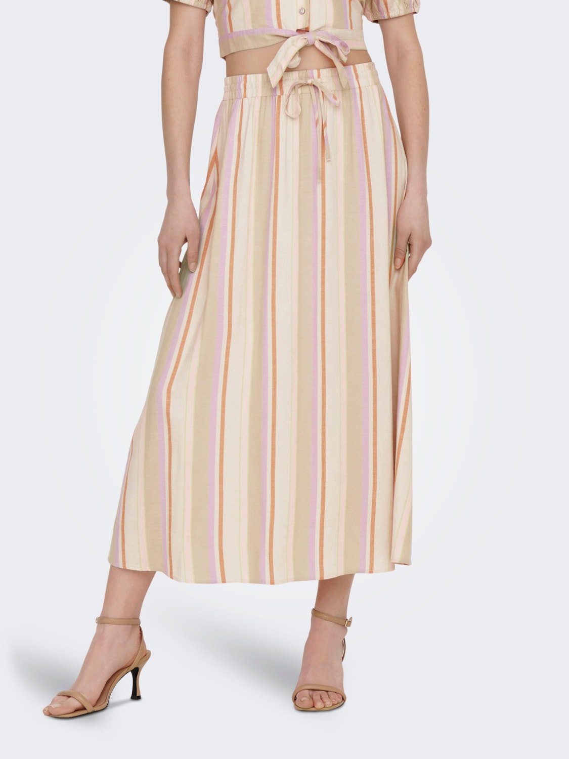 ONLY Striped Midi skirt -Whitecap Gray - 15256844