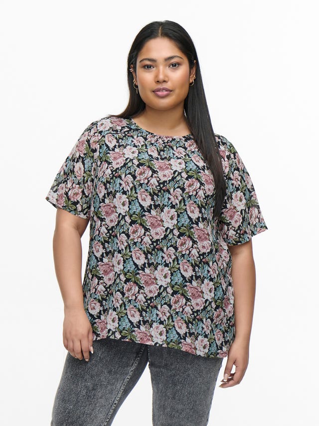 ONLY Curvy patterned Short Sleeved Top - 15256848