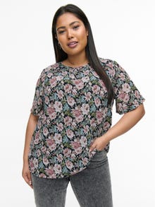 ONLY Curvy patterned Short Sleeved Top -Black - 15256848