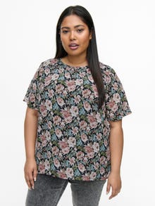 ONLY Curvy patterned Short Sleeved Top -Black - 15256848