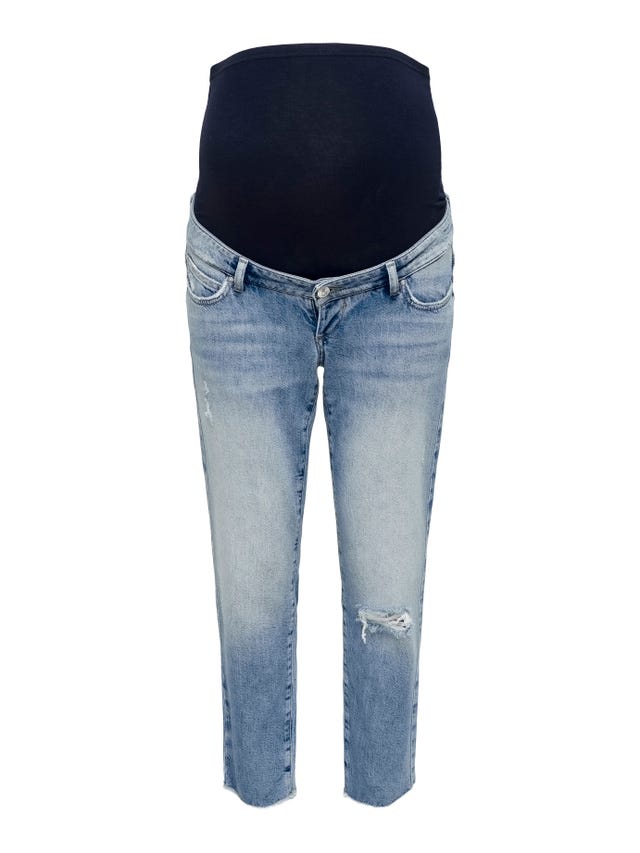 ONLY Jeans Straight Fit Taille haute Ourlé destroy - 15257015
