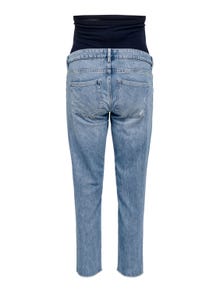 ONLY Straight Fit High waist Destroyed hems Jeans -Light Medium Blue Denim - 15257015