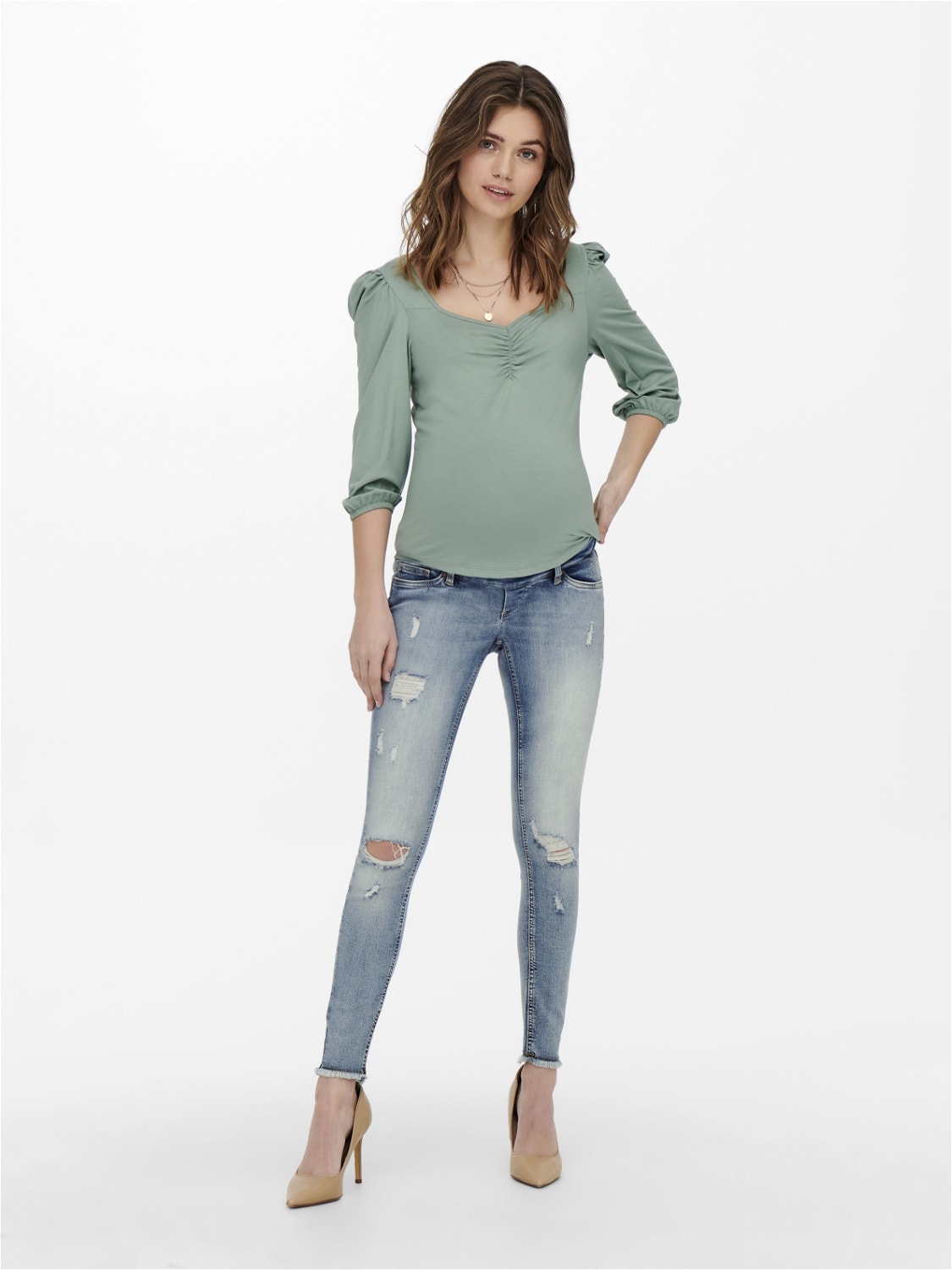 ONLY Skinny fit Versleten zoom Jeans -Light Blue Denim - 15257016