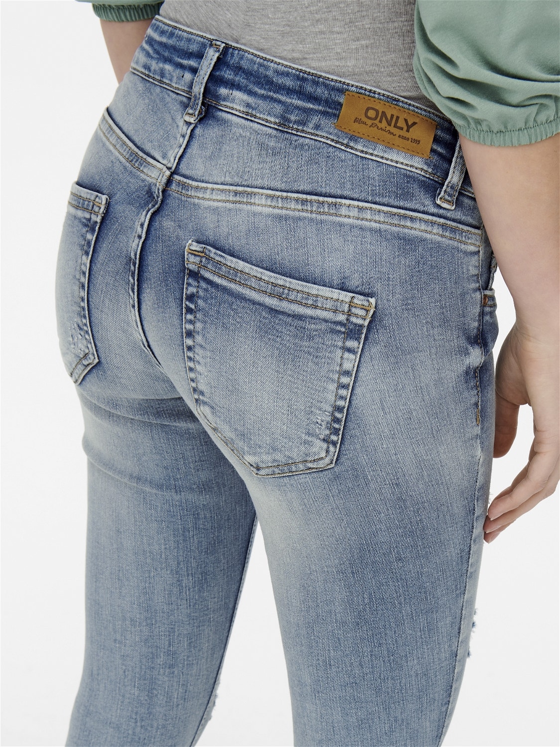 ONLY Skinny Fit Offener Saum Jeans -Light Blue Denim - 15257016