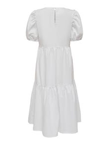 ONLY Regular Fit Round Neck Elasticated cuffs Long dress -White - 15257077