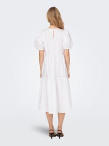 ONLY Regular Fit Round Neck Elasticated cuffs Long dress -White - 15257077
