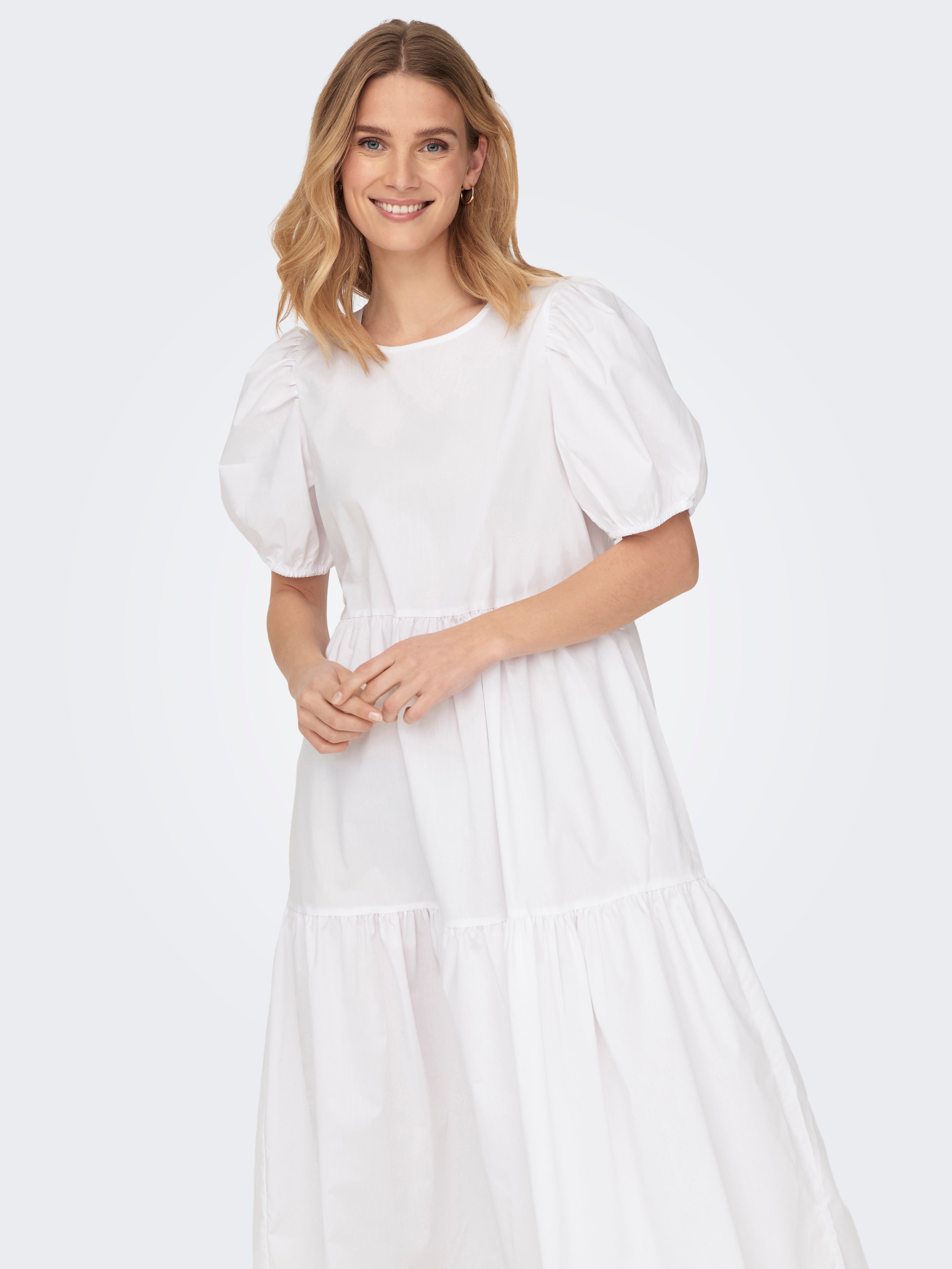 Midi dress with outlet sleeves white