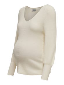 ONLY Mama v-neck Knitted Pullover -Whitecap Gray - 15257078