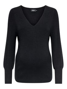 ONLY Mamma V-hals Strikket pullover -Black - 15257078