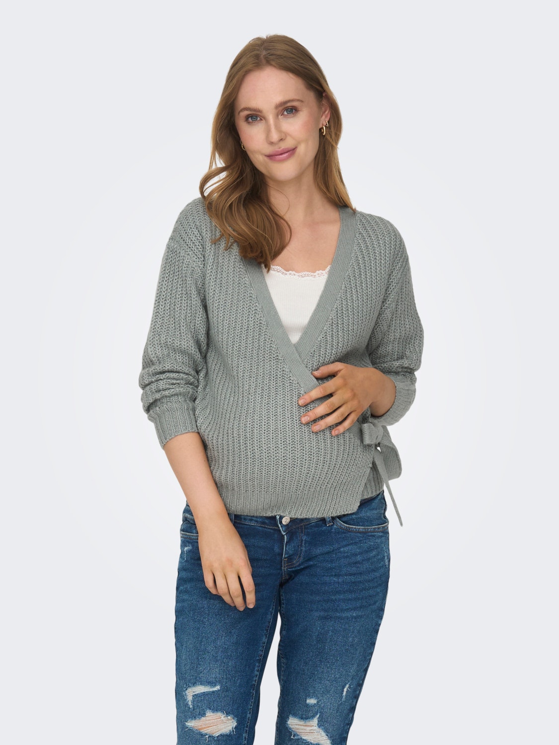 ONLY Mama portefeuille Cardigan en maille -Chinois Green - 15257127