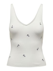 ONLY V-kaelus Pullover -Cloud Dancer - 15257194