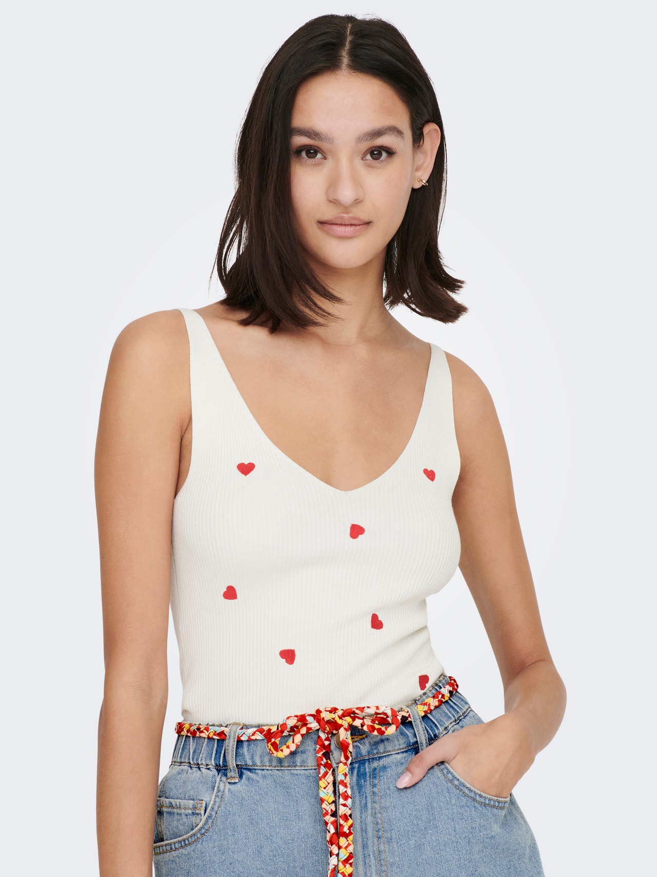 ONLY Embroidery detailed Top -Cloud Dancer - 15257194