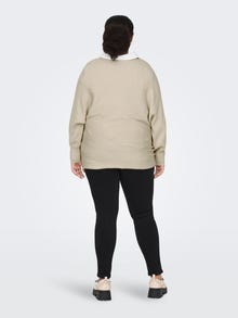 ONLY Curvy rib structured Knitted Pullover -Pumice Stone - 15257227