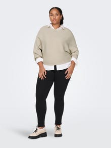 ONLY Gerippter Curvy- Strickpullover -Pumice Stone - 15257227