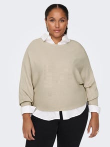 ONLY Curvy rib structured Knitted Pullover -Pumice Stone - 15257227