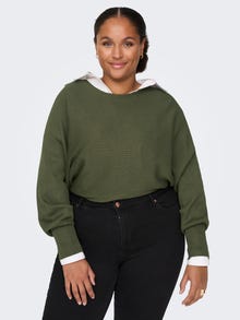 ONLY Curvy rib structured Knitted Pullover -Kalamata - 15257227