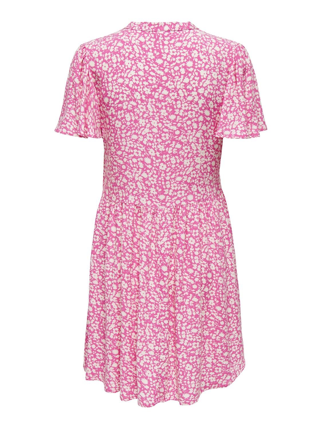 ONLY mini V-neck Dress -Pink Power - 15257228