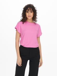 ONLY Ensfarvet T-shirt -Fuchsia Pink - 15257232