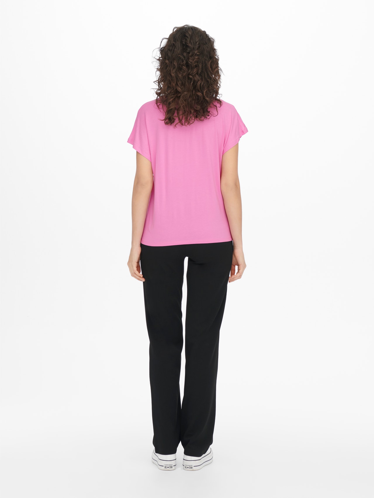 ONLY Ensfarvet T-shirt -Fuchsia Pink - 15257232
