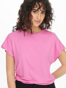 ONLY Effen gekleurde T-shirt -Fuchsia Pink - 15257232
