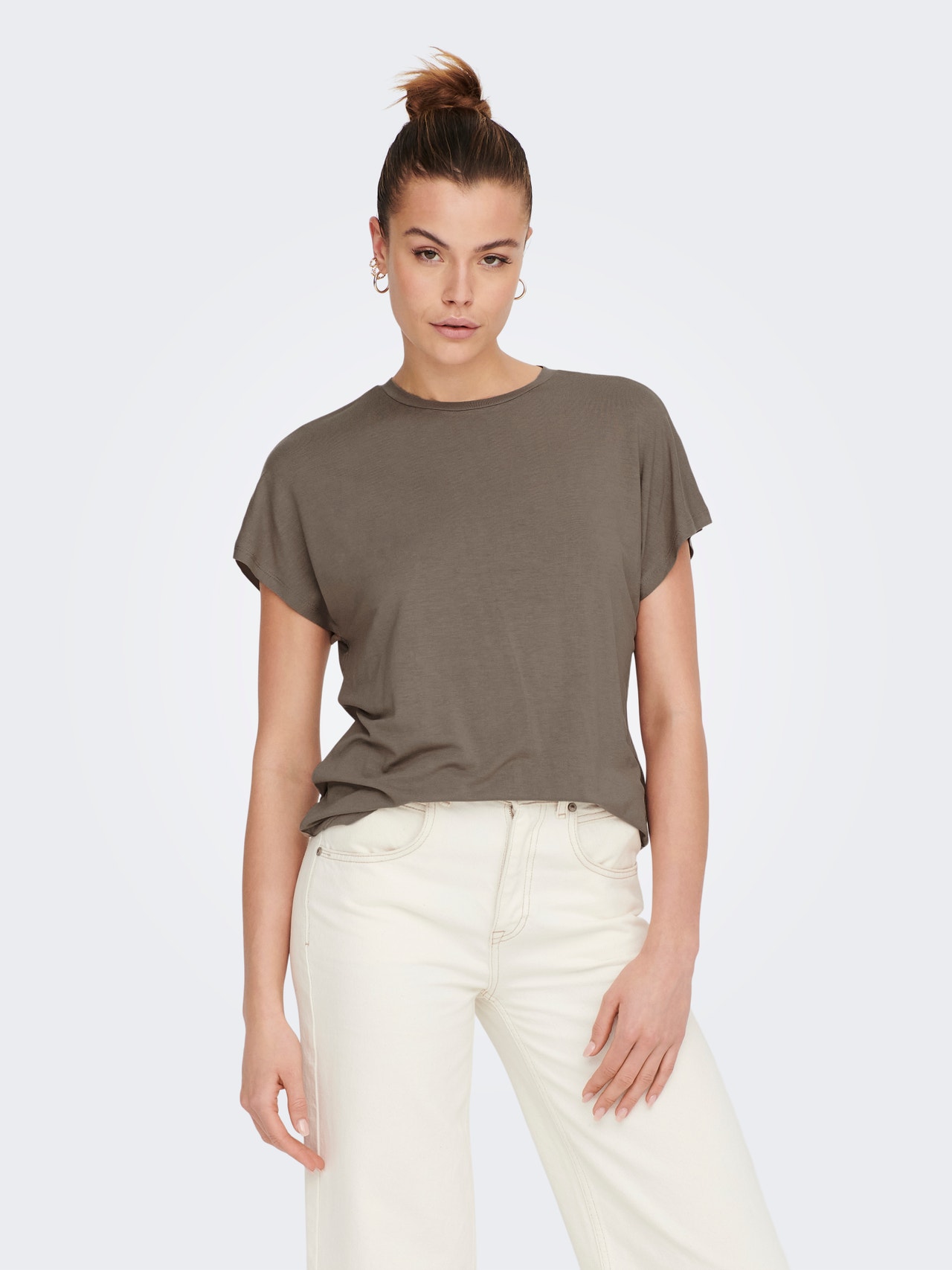 ONLY Effen gekleurde T-shirt -Walnut - 15257232