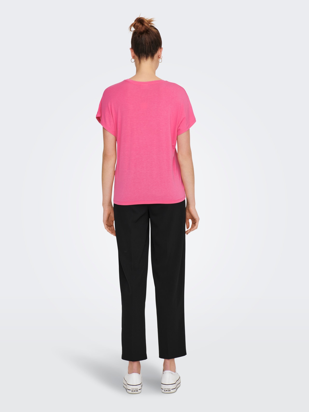 ONLY Effen gekleurde T-shirt -Shocking Pink - 15257232