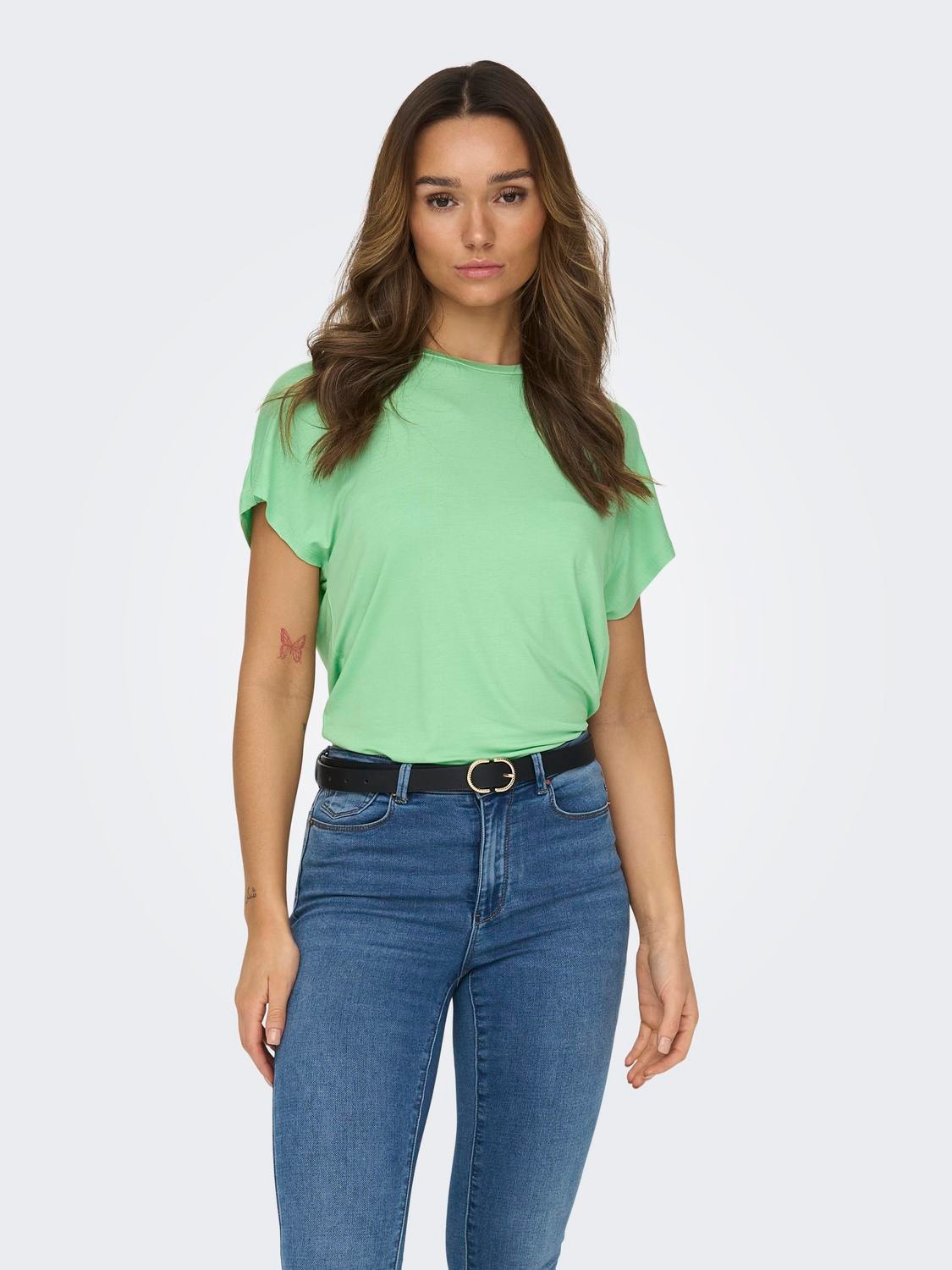 ONLY Enfärgad T-shirt -Absinthe Green - 15257232