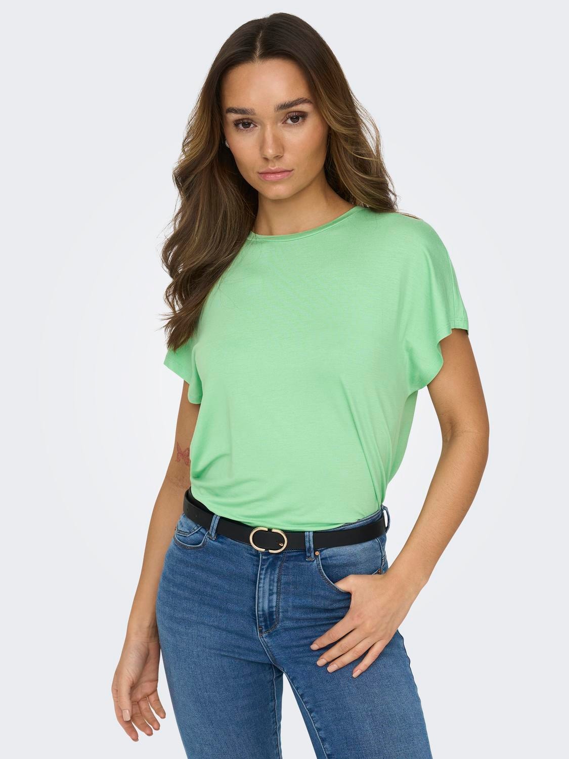 ONLY Effen gekleurde T-shirt -Absinthe Green - 15257232