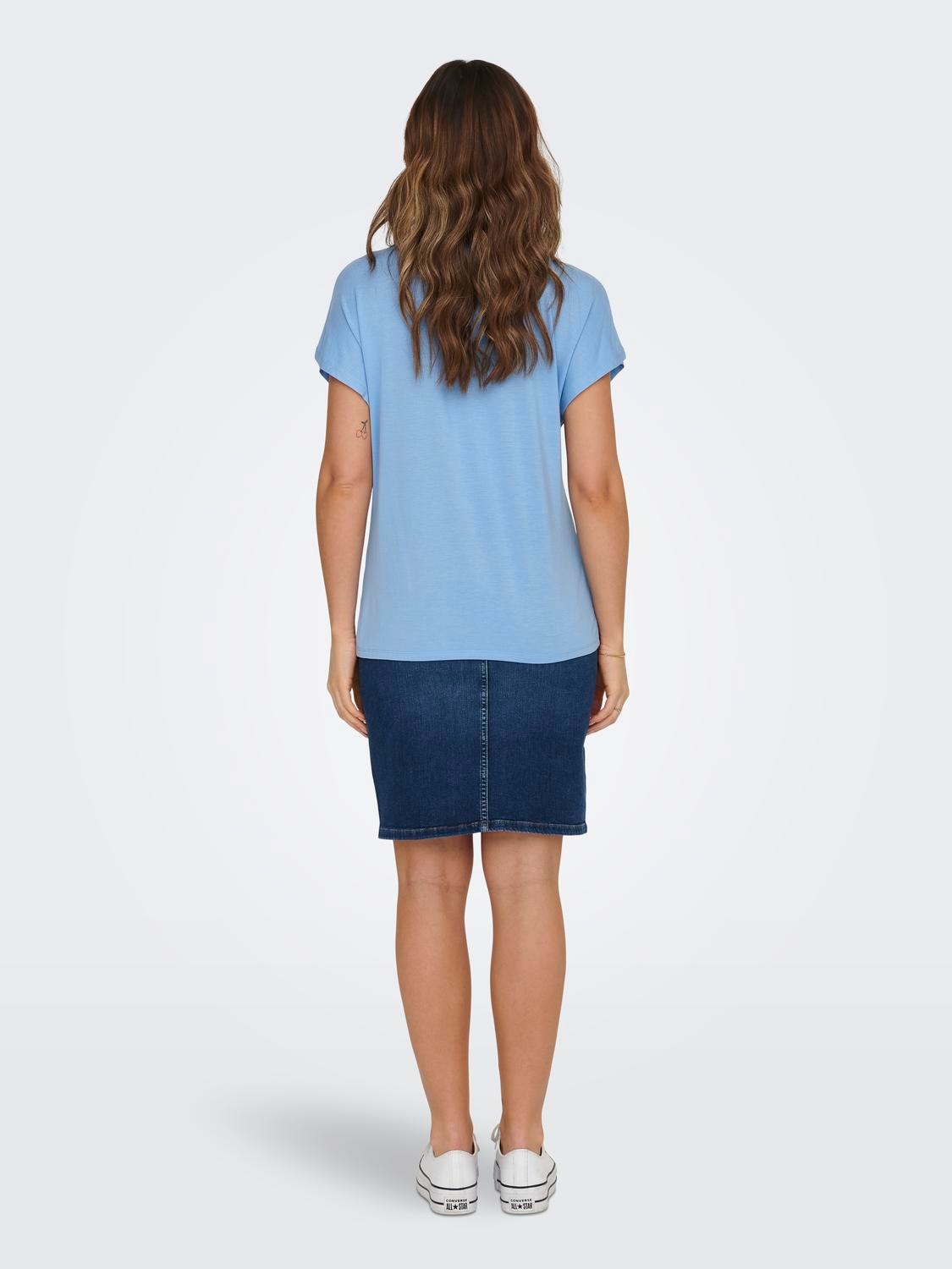 ONLY Einfarbiges T-Shirt -Della Robbia Blue - 15257232