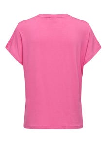 ONLY Ensfarvet T-shirt -Pink Power - 15257232